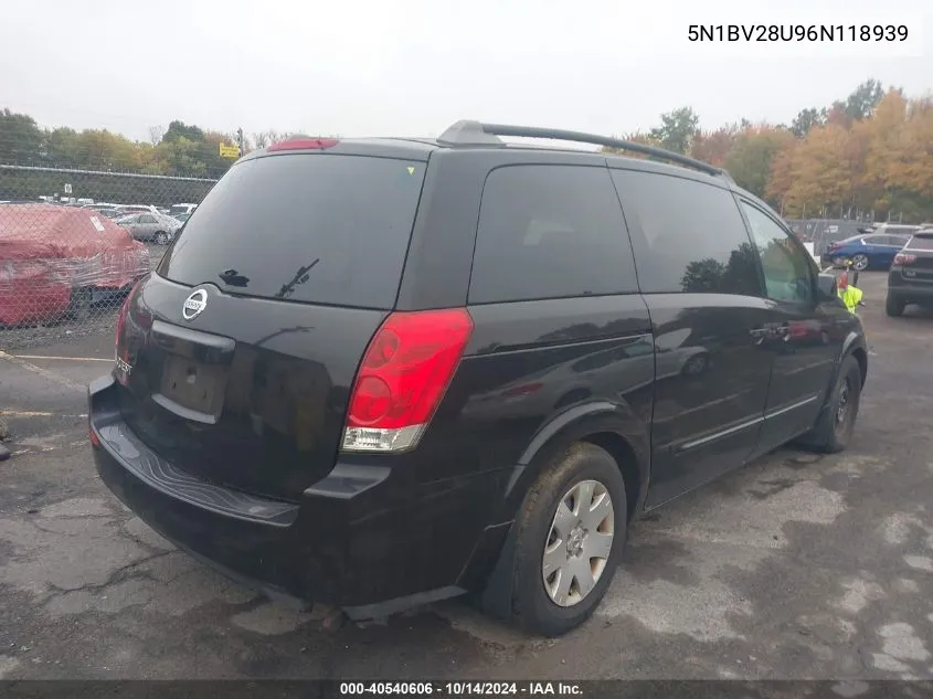 5N1BV28U96N118939 2006 Nissan Quest S/Se/Sl