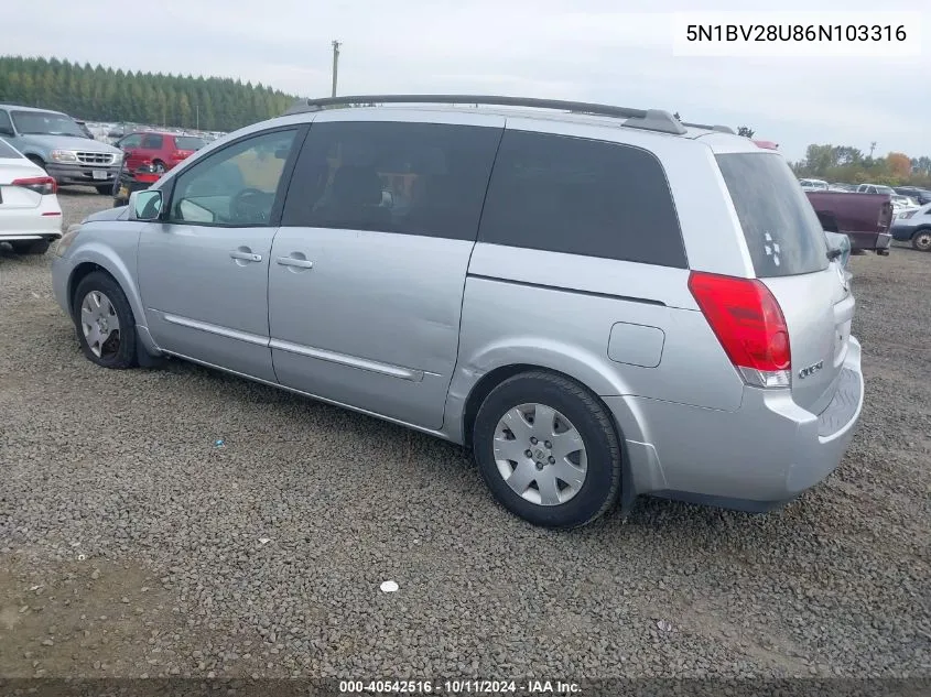 5N1BV28U86N103316 2006 Nissan Quest 3.5