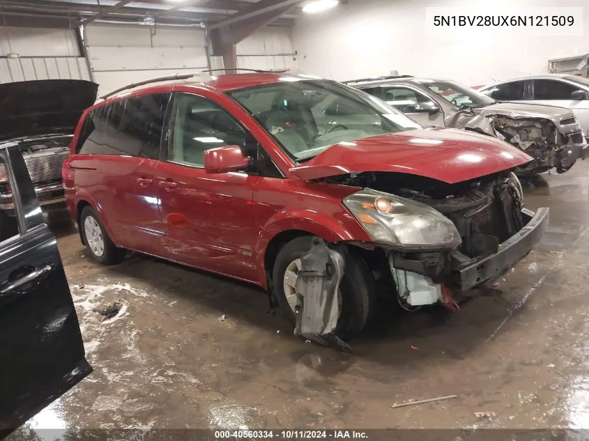 2006 Nissan Quest 3.5 S VIN: 5N1BV28UX6N121509 Lot: 40560334