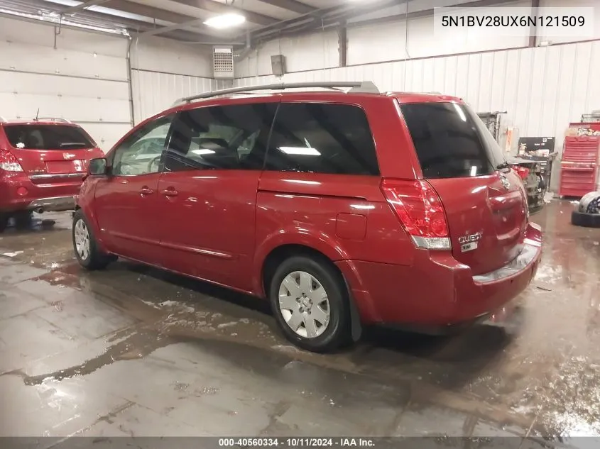 2006 Nissan Quest 3.5 S VIN: 5N1BV28UX6N121509 Lot: 40560334