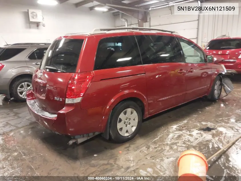 2006 Nissan Quest 3.5 S VIN: 5N1BV28UX6N121509 Lot: 40560334