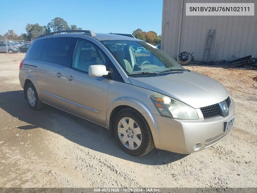 2006 Nissan Quest VIN: 5N1BV28U76N102111 Lot: 40727635