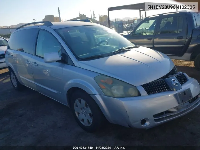 2006 Nissan Quest VIN: 5N1BV28U96N102305 Lot: 40831740