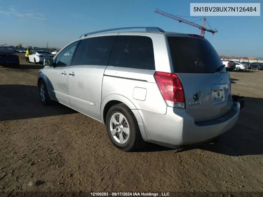 2007 Nissan Quest 3.5 Sl VIN: 5N1BV28UX7N126484 Lot: 12100283