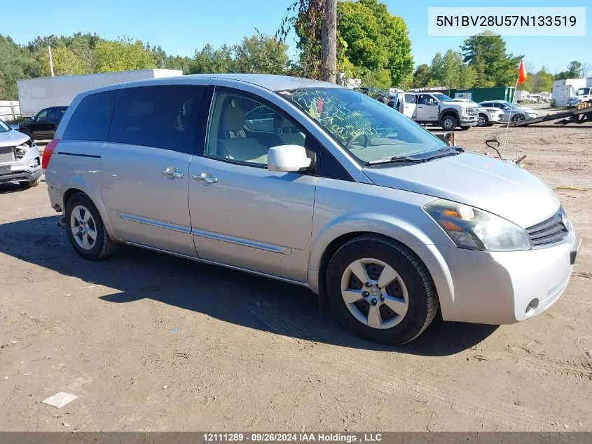 2007 Nissan Quest S/Se/Sl VIN: 5N1BV28U57N133519 Lot: 12111289