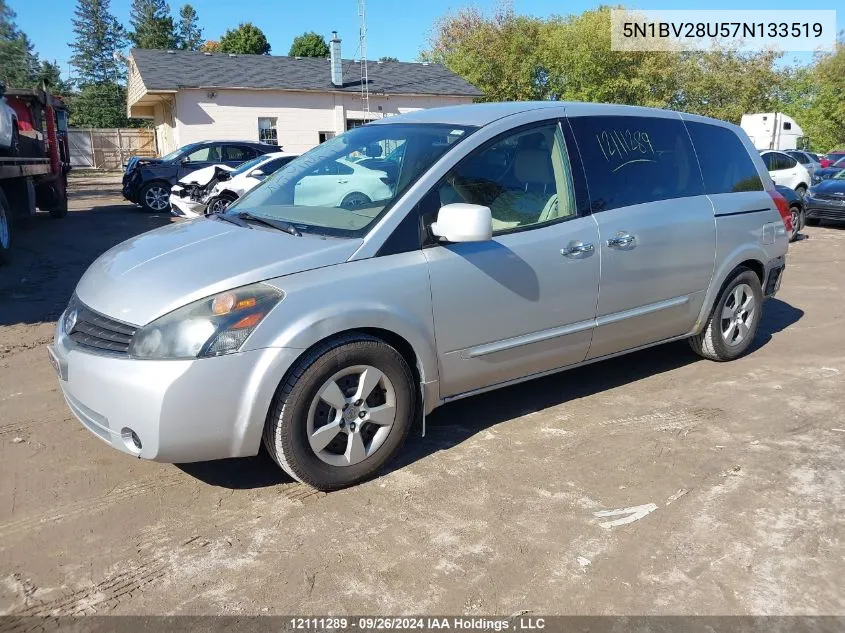 2007 Nissan Quest S/Se/Sl VIN: 5N1BV28U57N133519 Lot: 12111289