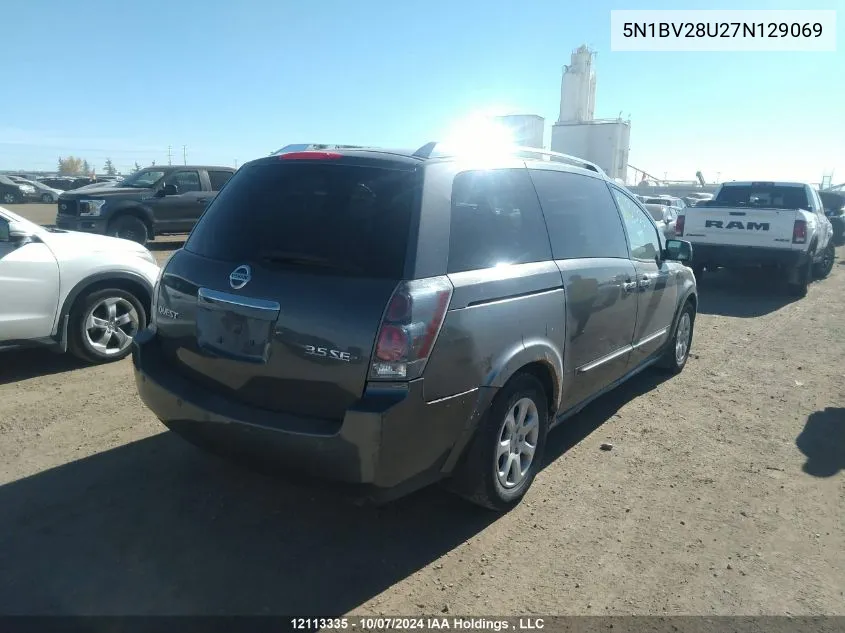 2007 Nissan Quest 3.5 VIN: 5N1BV28U27N129069 Lot: 12113335