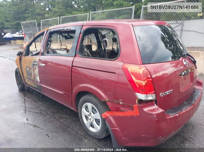 2007 Nissan Quest 3.5 VIN: 5N1BV28U27N141688 Lot: 39868400