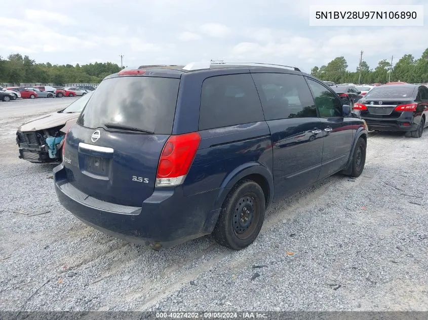 2007 Nissan Quest 3.5 S VIN: 5N1BV28U97N106890 Lot: 40274202