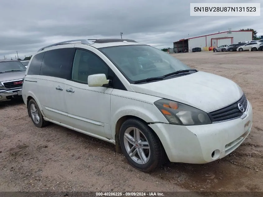 2007 Nissan Quest 3.5 Se VIN: 5N1BV28U87N131523 Lot: 40286225