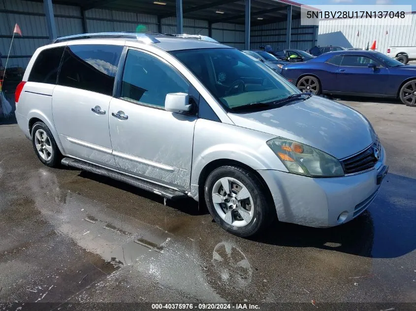 2007 Nissan Quest 3.5 S VIN: 5N1BV28U17N137048 Lot: 40375976