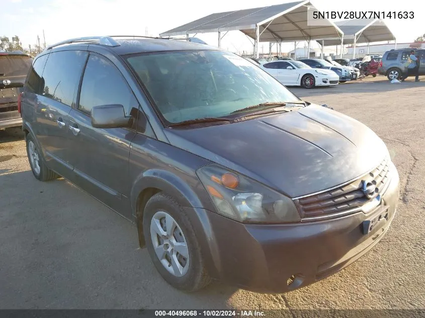 2007 Nissan Quest 3.5 S VIN: 5N1BV28UX7N141633 Lot: 40496068