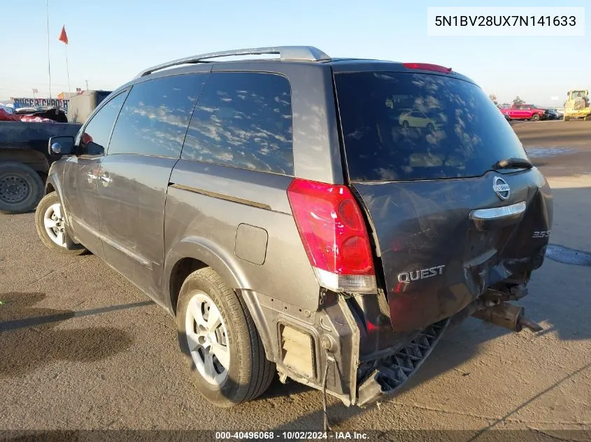 2007 Nissan Quest 3.5 S VIN: 5N1BV28UX7N141633 Lot: 40496068