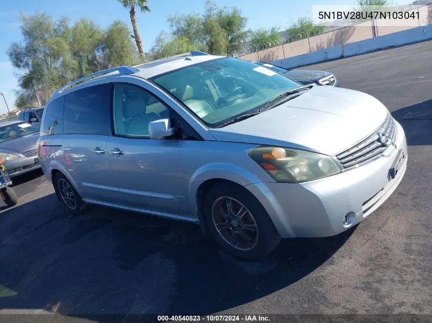 2007 Nissan Quest 3.5 Se VIN: 5N1BV28U47N103041 Lot: 40540823