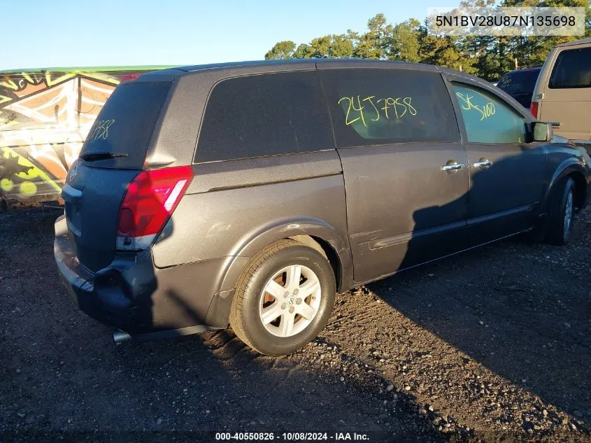 5N1BV28U87N135698 2007 Nissan Quest 3.5