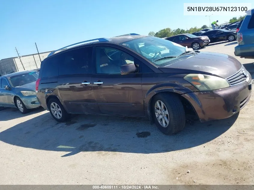 2007 Nissan Quest 3.5 Sl VIN: 5N1BV28U67N123100 Lot: 40605111