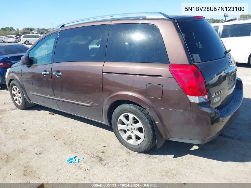 2007 Nissan Quest 3.5 Sl VIN: 5N1BV28U67N123100 Lot: 40605111