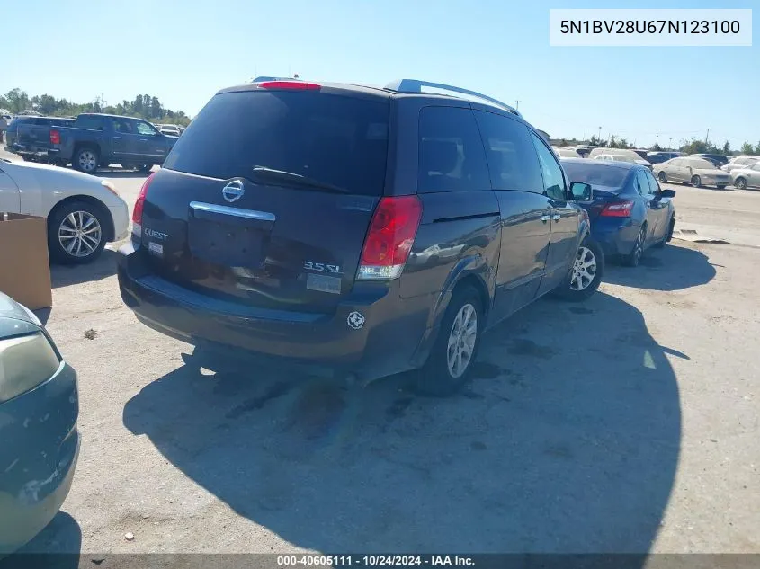 2007 Nissan Quest 3.5 Sl VIN: 5N1BV28U67N123100 Lot: 40605111