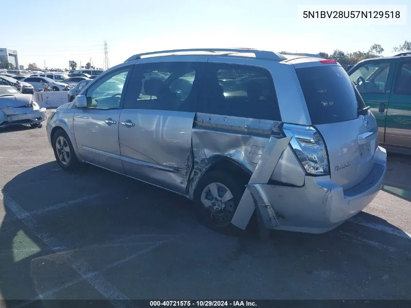 2007 Nissan Quest 3.5 S VIN: 5N1BV28U57N129518 Lot: 40721575