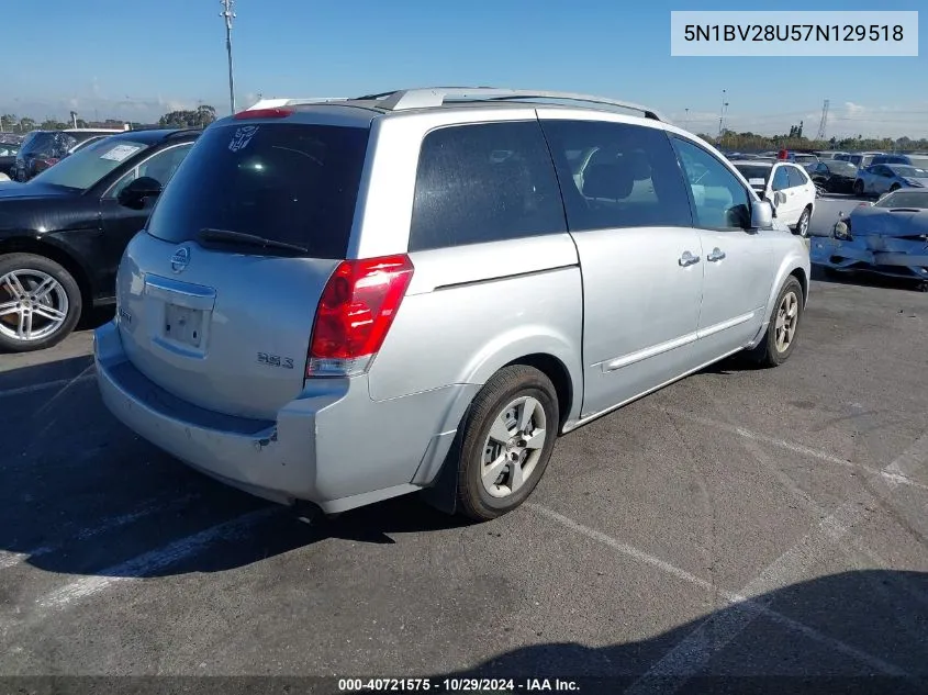 2007 Nissan Quest 3.5 S VIN: 5N1BV28U57N129518 Lot: 40721575