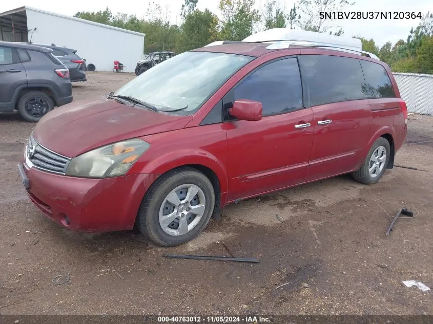 2007 Nissan Quest 3.5 S VIN: 5N1BV28U37N120364 Lot: 40763012