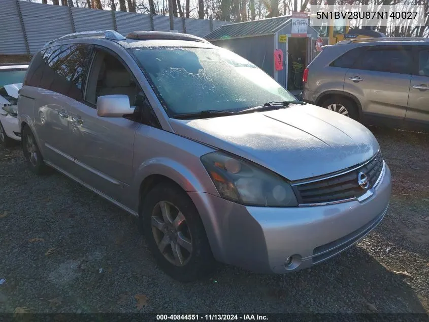 5N1BV28U87N140027 2007 Nissan Quest 3.5 Se