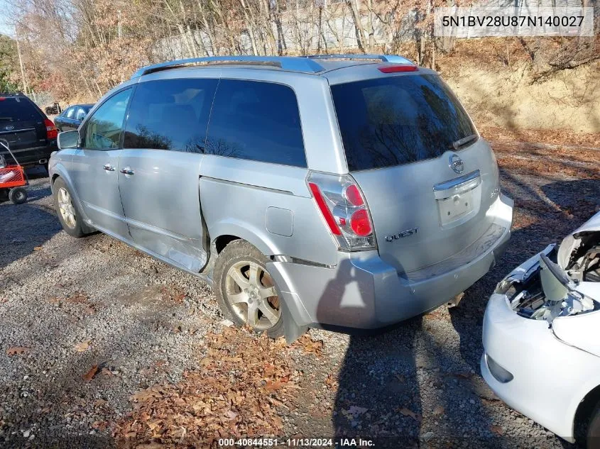 5N1BV28U87N140027 2007 Nissan Quest 3.5 Se