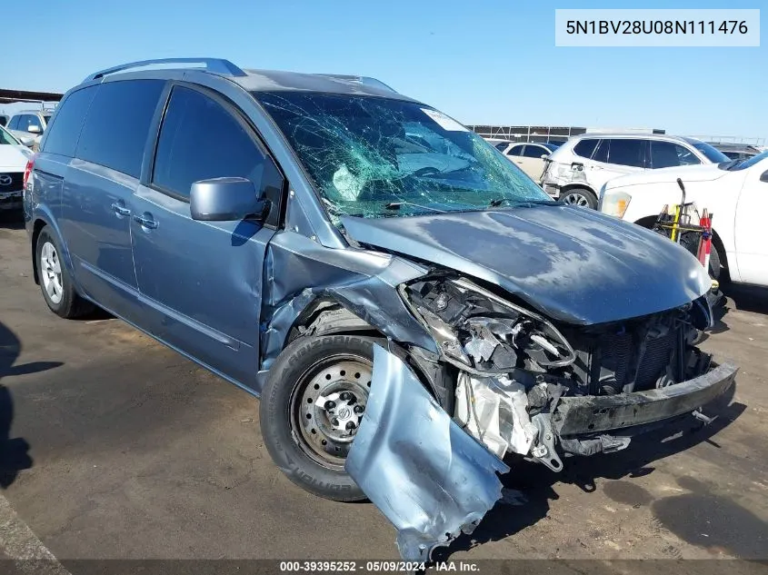 2008 Nissan Quest 3.5 S VIN: 5N1BV28U08N111476 Lot: 39395252