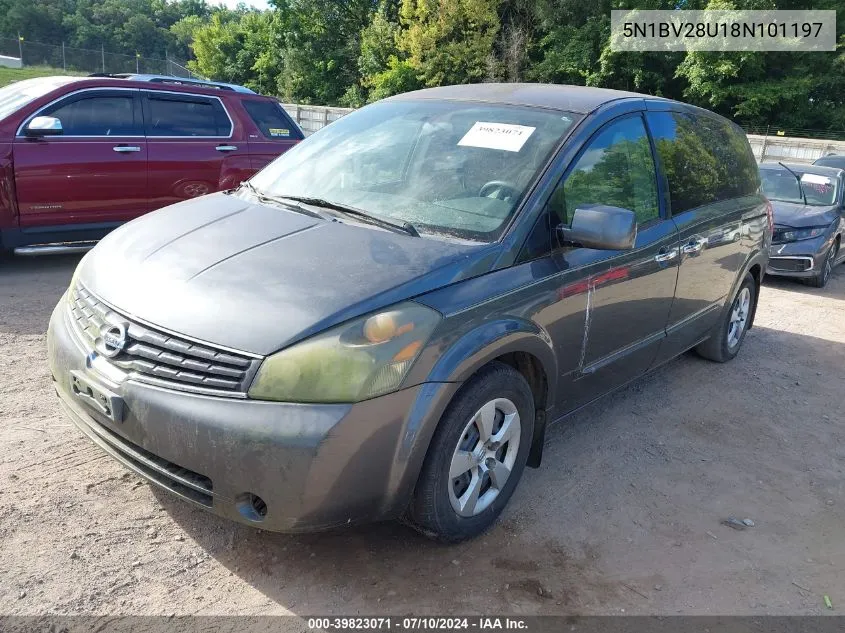 2008 Nissan Quest 3.5 VIN: 5N1BV28U18N101197 Lot: 39823071