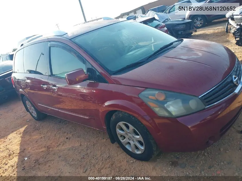 2008 Nissan Quest 3.5 S VIN: 5N1BV28U68N120652 Lot: 40199187