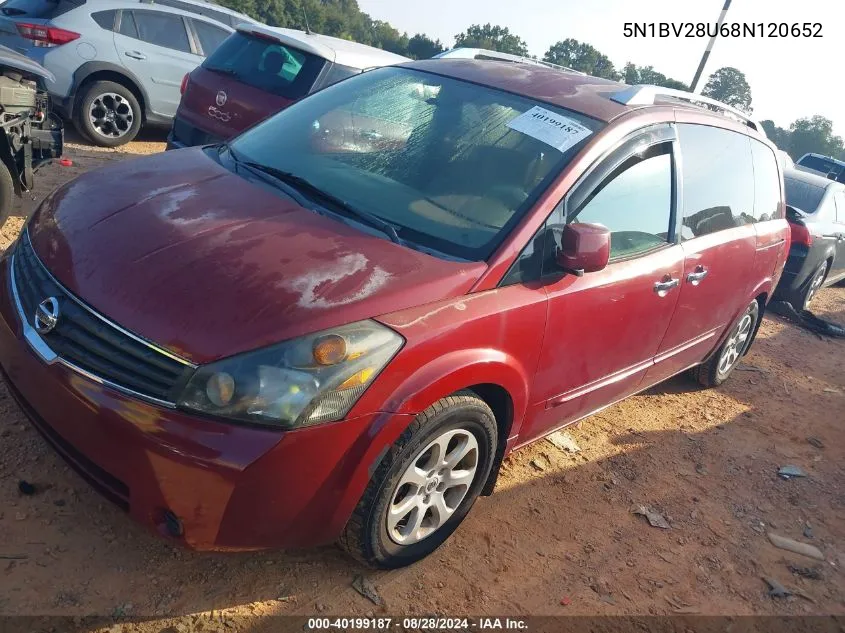 5N1BV28U68N120652 2008 Nissan Quest 3.5 S