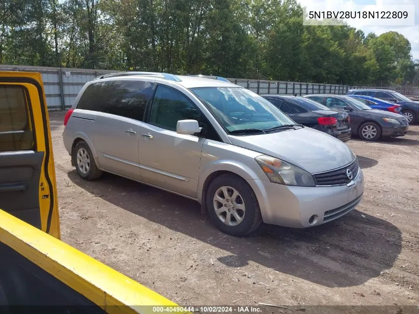 2008 Nissan Quest 3.5 S VIN: 5N1BV28U18N122809 Lot: 40490444