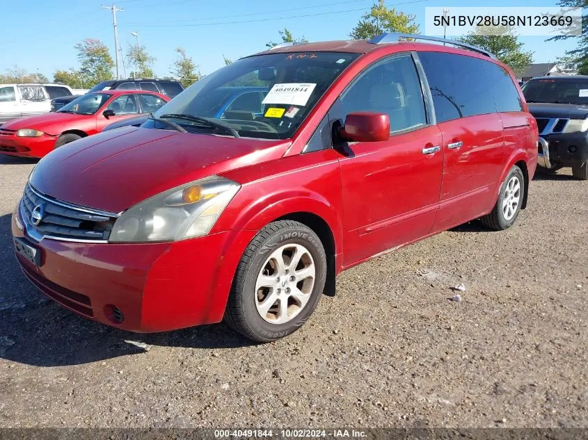 2008 Nissan Quest 3.5 Sl VIN: 5N1BV28U58N123669 Lot: 40491844