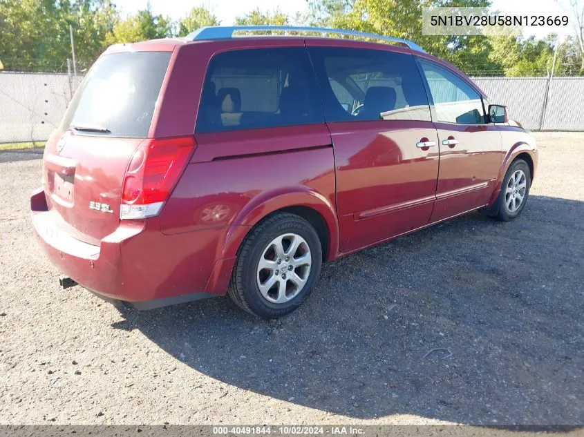 5N1BV28U58N123669 2008 Nissan Quest 3.5 Sl