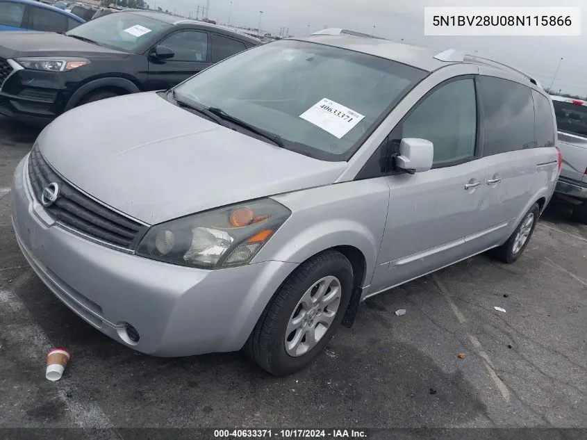 2008 Nissan Quest 3.5 S VIN: 5N1BV28U08N115866 Lot: 40633371