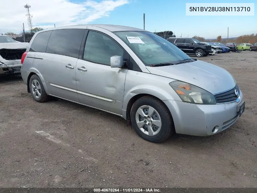 2008 Nissan Quest 3.5 VIN: 5N1BV28U38N113710 Lot: 40670264