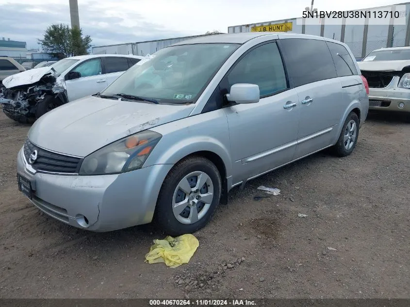 2008 Nissan Quest 3.5 VIN: 5N1BV28U38N113710 Lot: 40670264