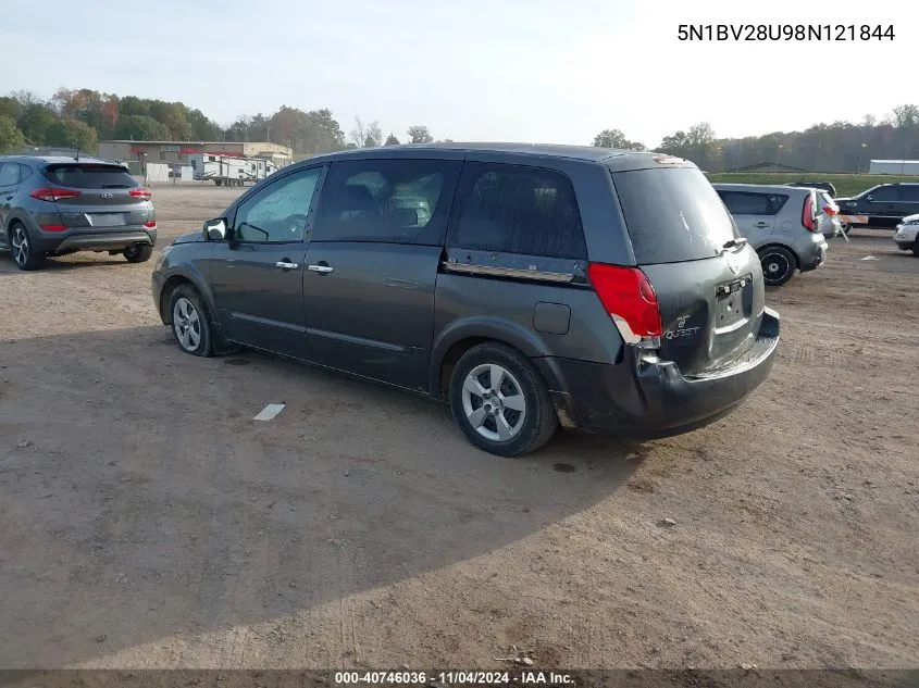 2008 Nissan Quest 3.5 VIN: 5N1BV28U98N121844 Lot: 40746036