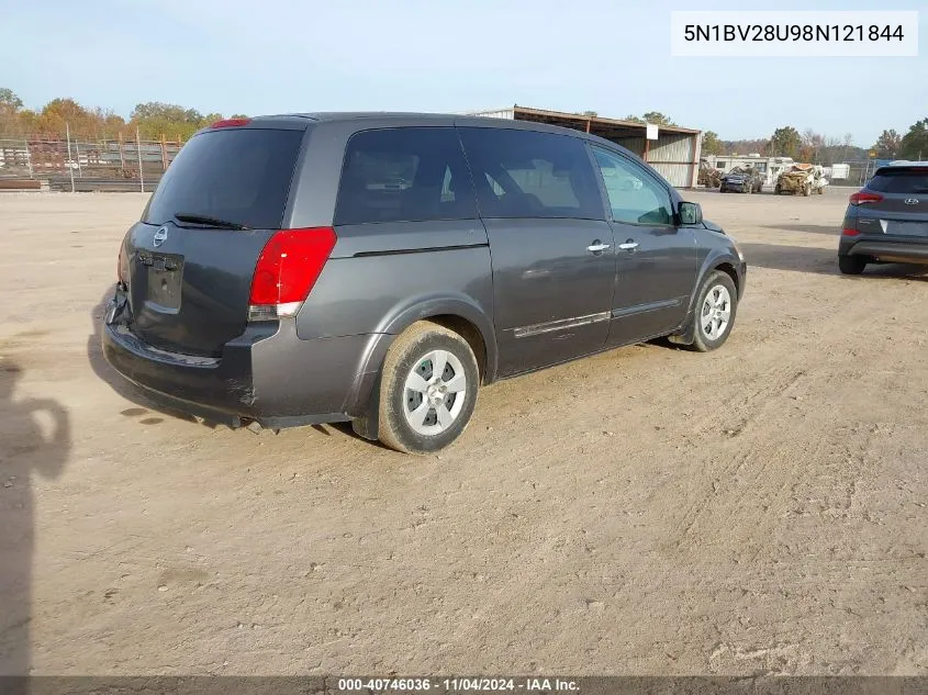 2008 Nissan Quest 3.5 VIN: 5N1BV28U98N121844 Lot: 40746036