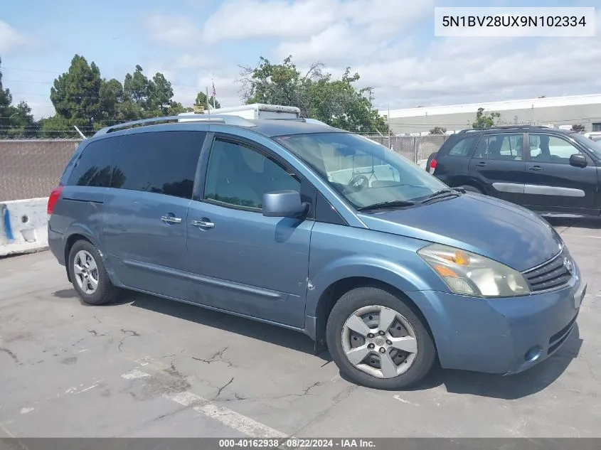 2009 Nissan Quest 3.5 S VIN: 5N1BV28UX9N102334 Lot: 40162938