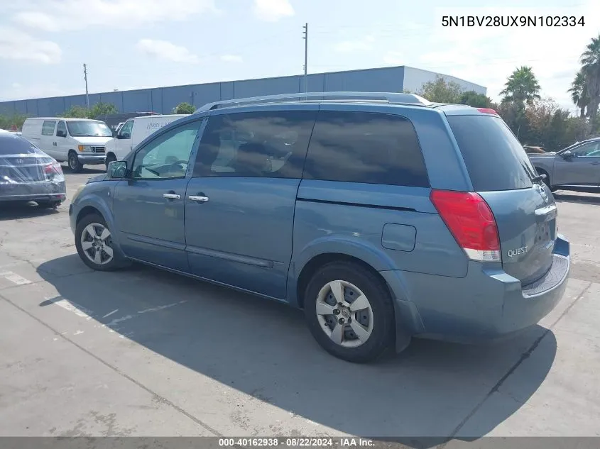 2009 Nissan Quest 3.5 S VIN: 5N1BV28UX9N102334 Lot: 40162938