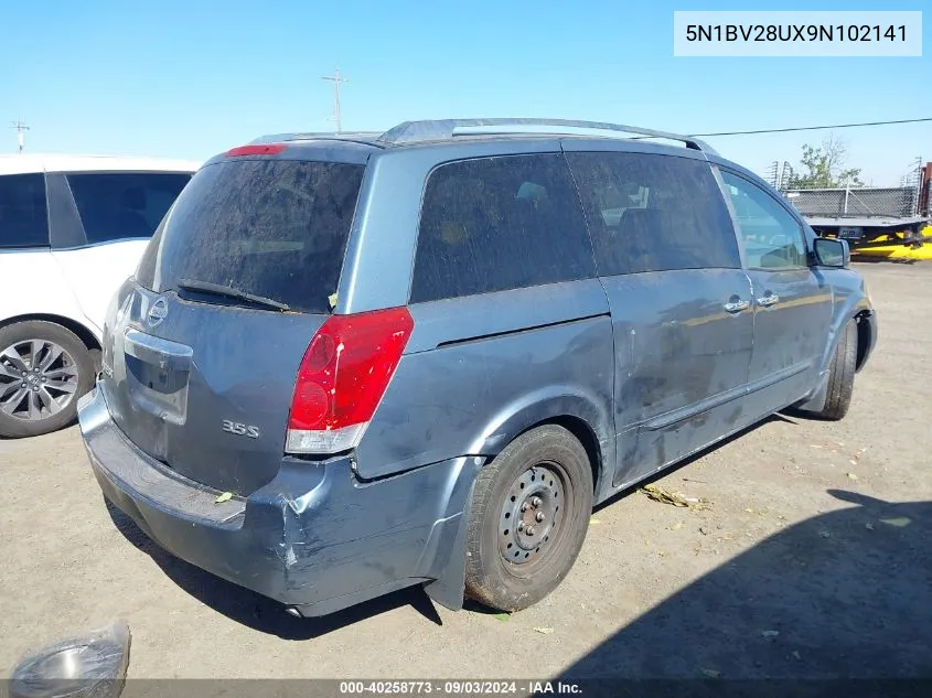 2009 Nissan Quest 3.5 S VIN: 5N1BV28UX9N102141 Lot: 40258773