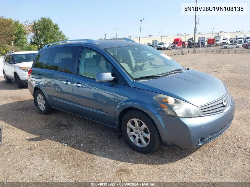 2009 Nissan Quest 3.5 Sl VIN: 5N1BV28U19N108135 Lot: 40305927