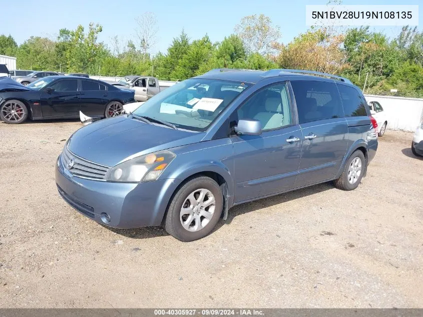 2009 Nissan Quest 3.5 Sl VIN: 5N1BV28U19N108135 Lot: 40305927