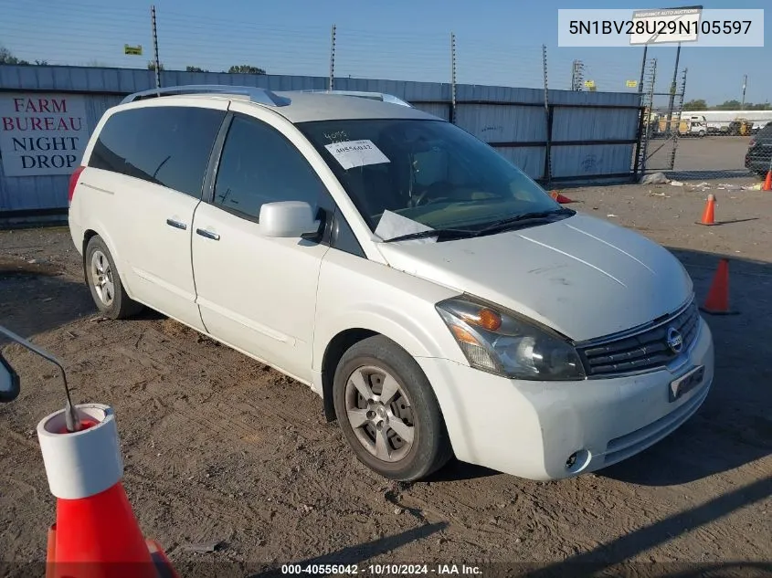 5N1BV28U29N105597 2009 Nissan Quest 3.5 S