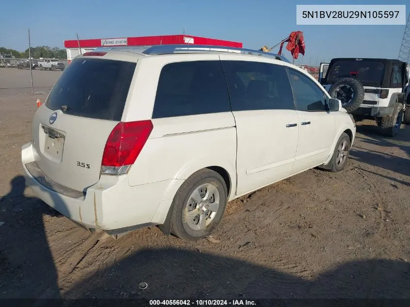 2009 Nissan Quest 3.5 S VIN: 5N1BV28U29N105597 Lot: 40556042