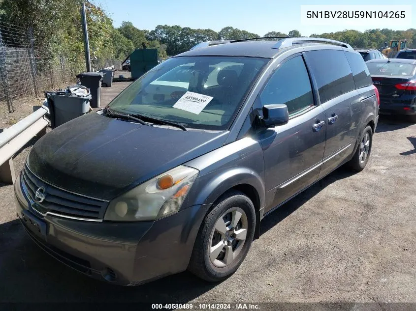 2009 Nissan Quest S/Se/Sl VIN: 5N1BV28U59N104265 Lot: 40580489