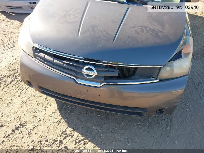 2009 Nissan Quest 3.5 S VIN: 5N1BV28U19N103940 Lot: 40583471