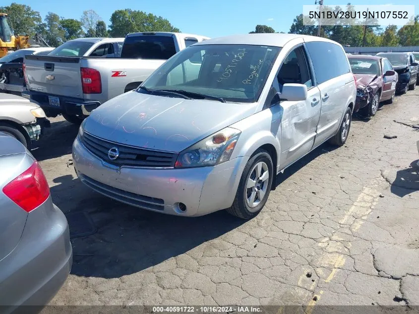 2009 Nissan Quest 3.5 VIN: 5N1BV28U19N107552 Lot: 40591722