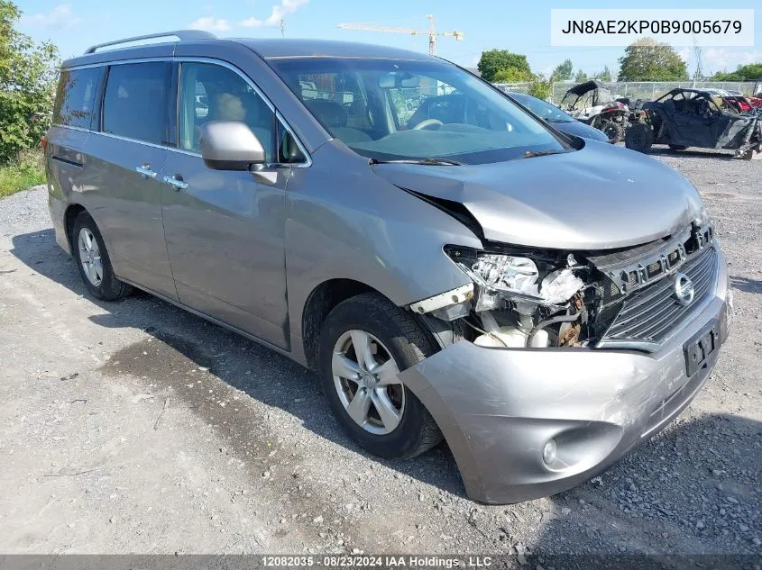 2011 Nissan Quest Sv VIN: JN8AE2KP0B9005679 Lot: 12082035